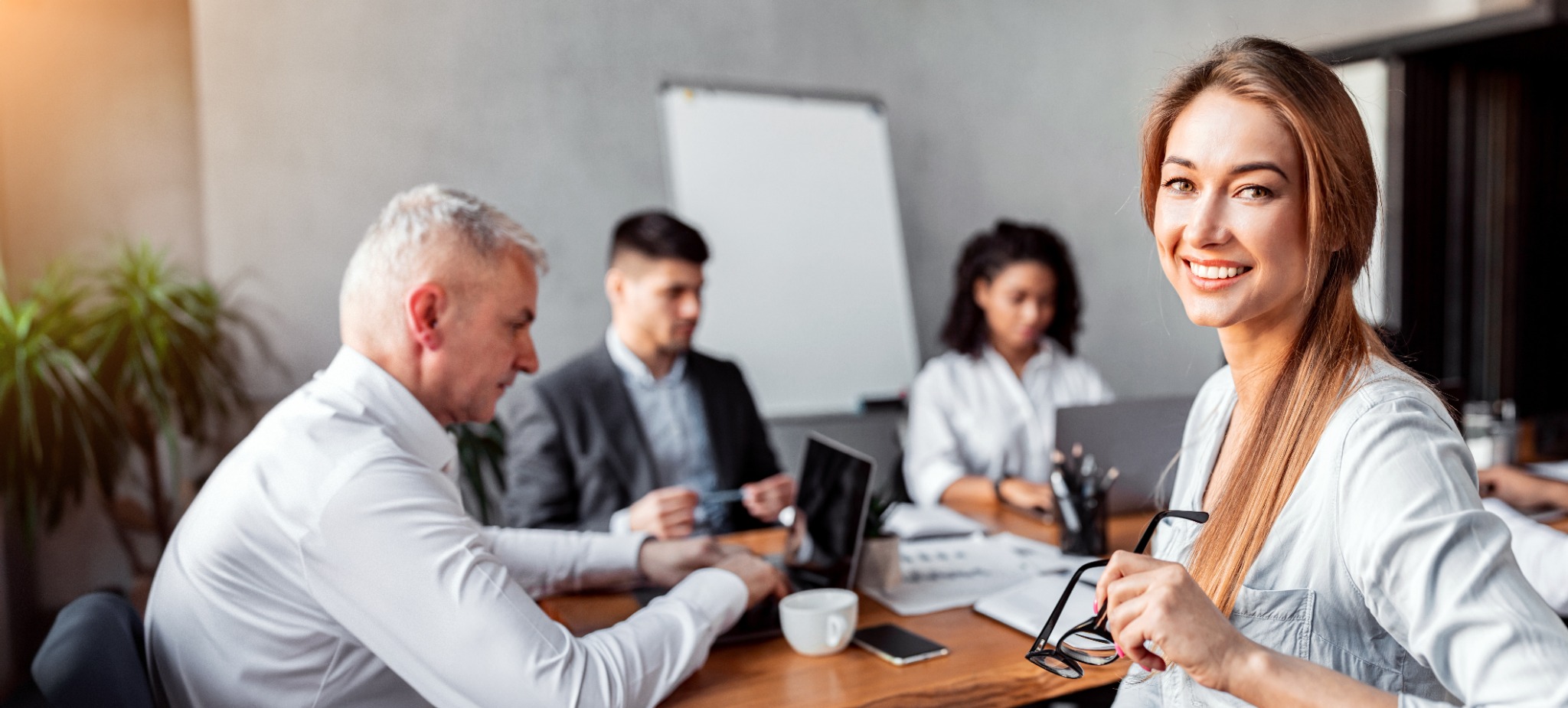 Business professionals collaborating in a planning session