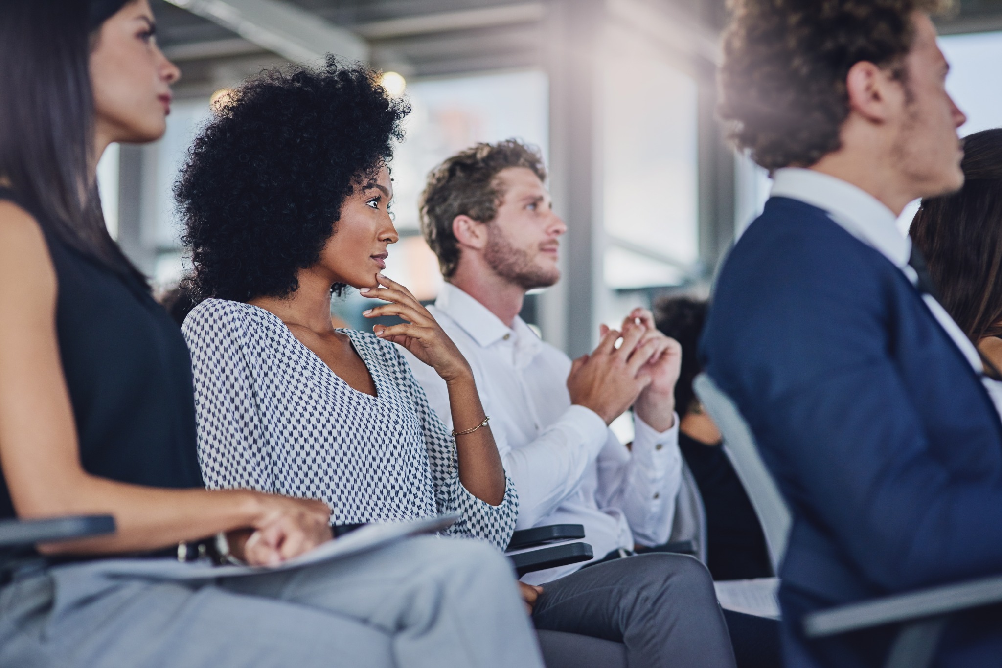 Business professionals attending a training session
